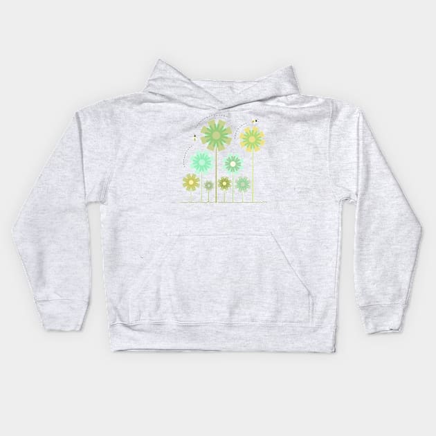 Blooming Flowers and Honey Bees Kids Hoodie by QueenieLamb